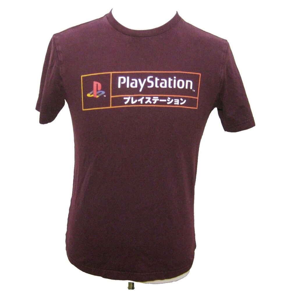PlayStation T-Shirt Mens Small Burgundy Red Short Sleeve Sony Graphic Gaming Top
